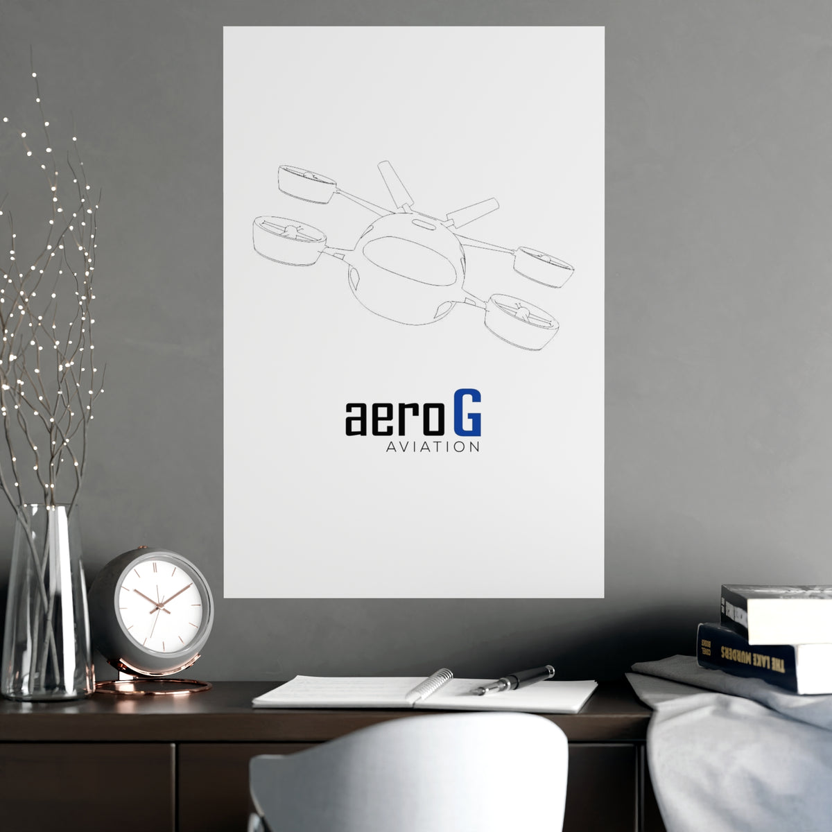 aeroG eVTOL Line Art Minimalist Poster