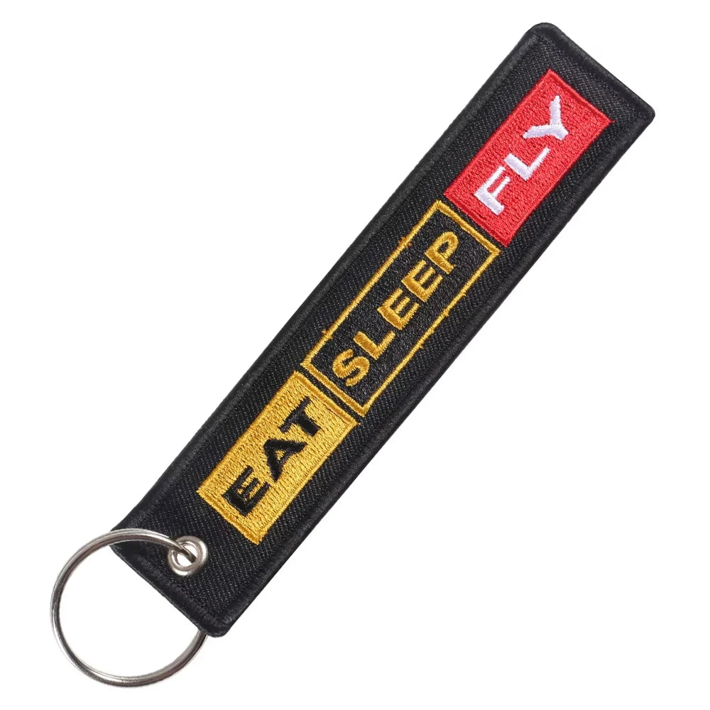 aeroG Aviation Eat Sleep Fly Embroidered Keychain Set