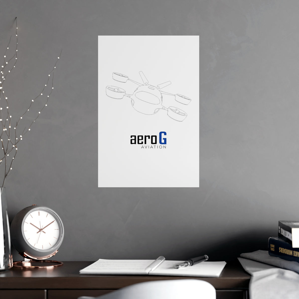 aeroG eVTOL Line Art Minimalist Poster