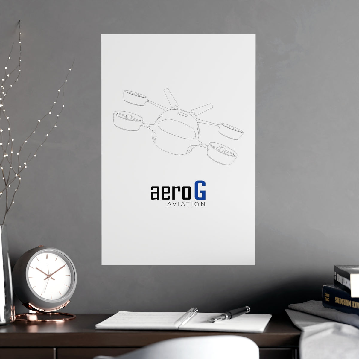 aeroG eVTOL Line Art Minimalist Poster