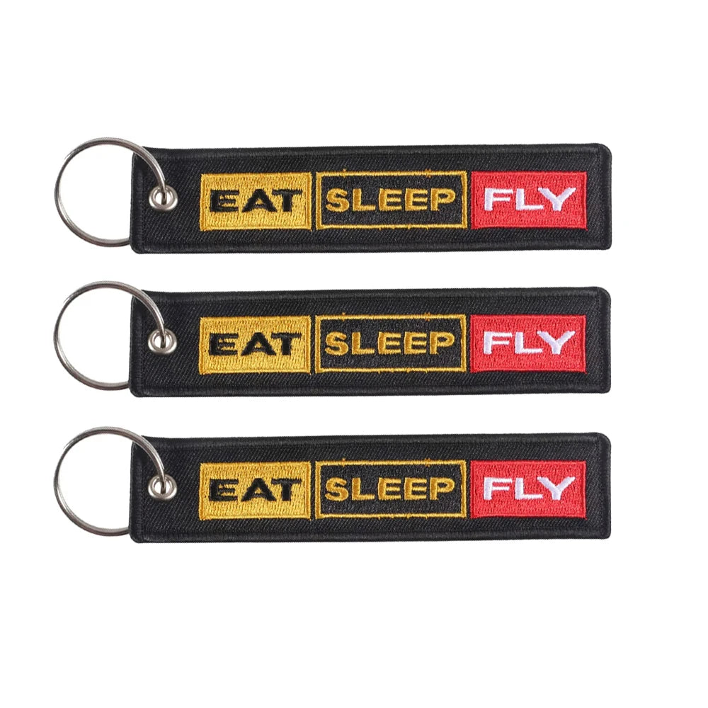 aeroG Aviation Eat Sleep Fly Embroidered Keychain Set