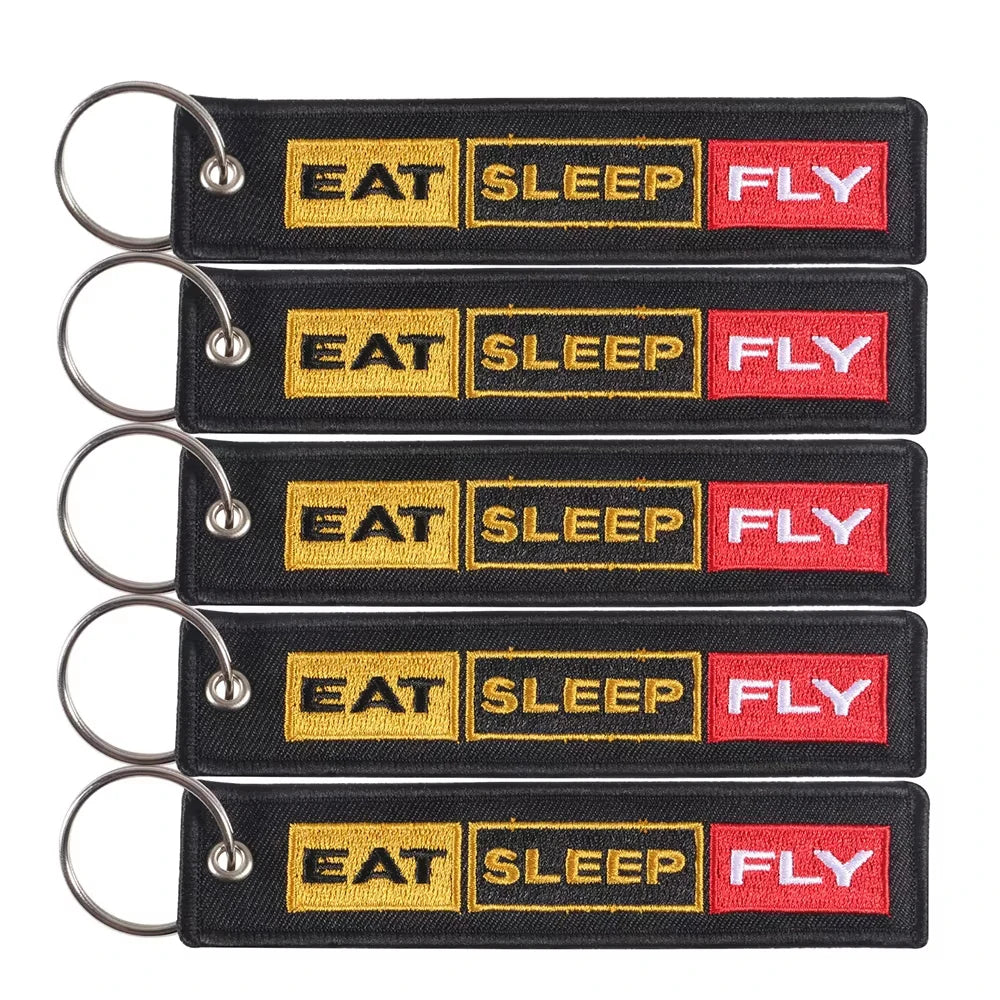 aeroG Aviation Eat Sleep Fly Embroidered Keychain Set