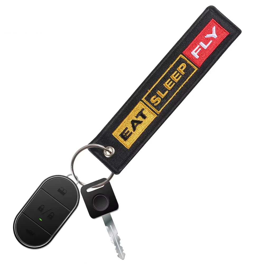 aeroG Aviation Eat Sleep Fly Embroidered Keychain Set